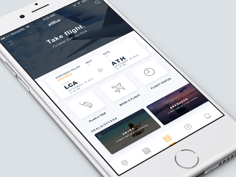 Airways IOS App trip location travel tickets booking mobile app flight flat ux ui ios