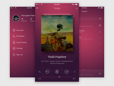 Music App app dark icon music player playlist profile songs ui