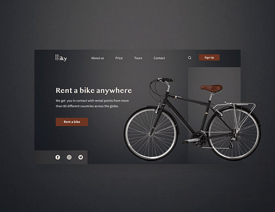 Bike Rental concept bicycle bike dark figma landing logo main page rental webdesign website