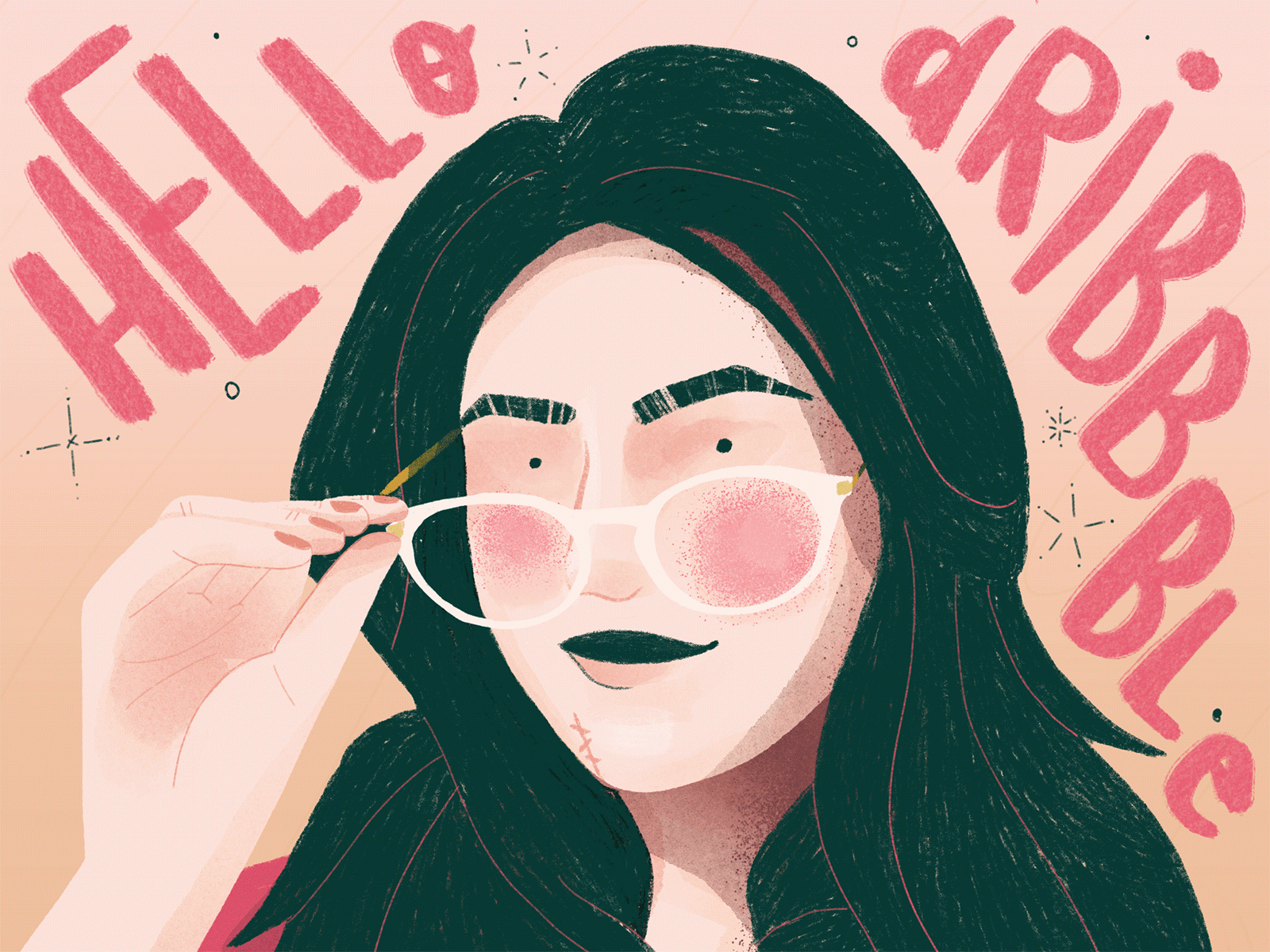 Hello dribbble! animated gif animation digitalart drawing glasses hellodribbble illustration procreate procreate art procreateapp typo