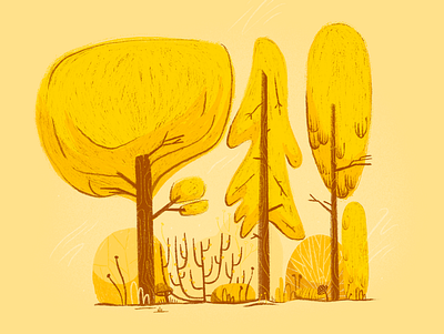 autumn digitalart drawing forest illustration nature illustration procreate procreateapp trees yellows