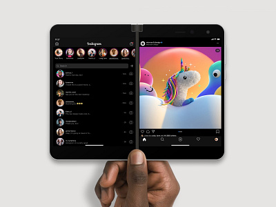 Concept: Instagram for dual screen devices experimental exploration instagram microsoft microsoft surface ui design