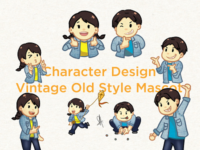 Mascot Design (2) character concept character design childrens illustration cute art design digital drawing illustration jeans vintage character