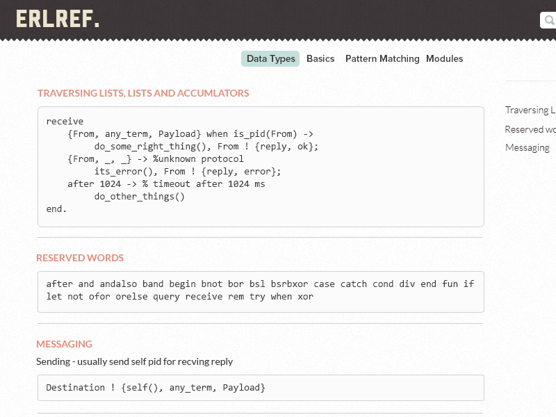 Erlang Reference erlref site webapp