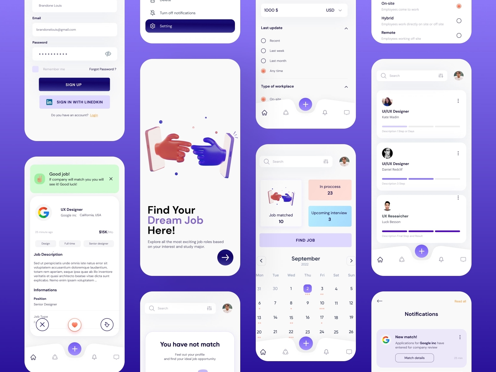 Job searching app by Katerina Polyakova on Dribbble