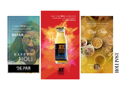 Holi Insta Stories adobe photoshop advertising advertising campaign branding design digital marketing flat typography