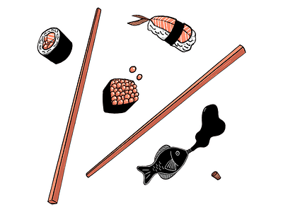 Sushi drawing food hand drawn illustration illustrator