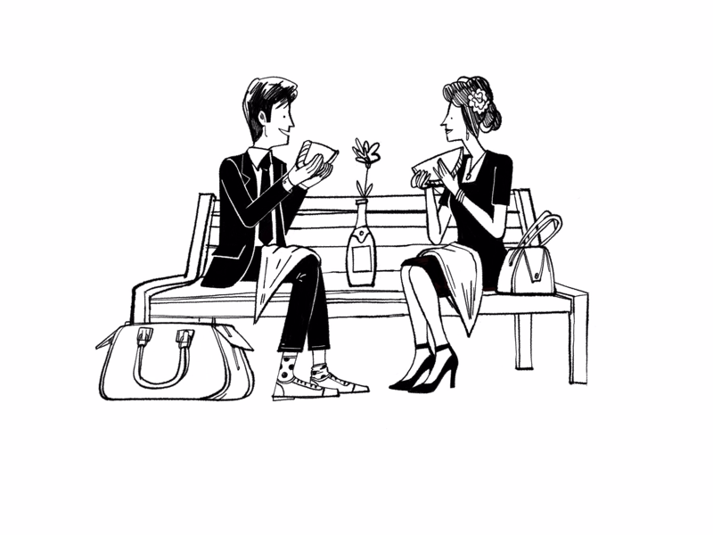 Romantic meal black and white humour character people spot illustration book illustration line drawing illustration