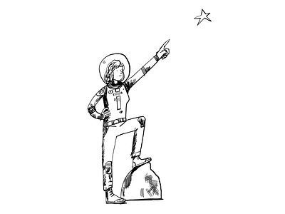 Explorer black and white character illustration line drawing monochrome
