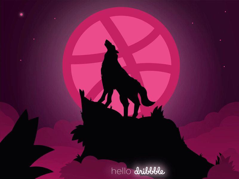 Debut after effects animation debut debutshot design hello illustration moon motion silhouette vector wolf