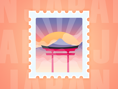 Stamp design illustration japan stamp stamp design vector weekly warm up weeklywarmup