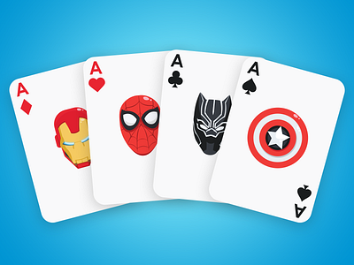 Avengers Playing Cards avengers blackpanther captainamerica design illustration ironman playing card spiderman vector