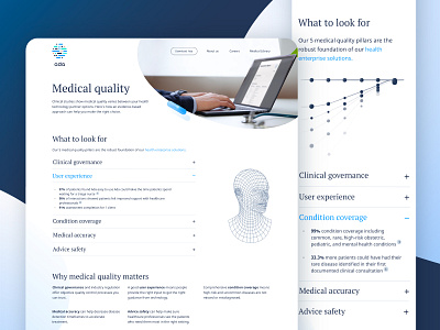 Medical quality Page Ada Health artwork branding healthcare illustration medical page layout science illustration scientific technology website