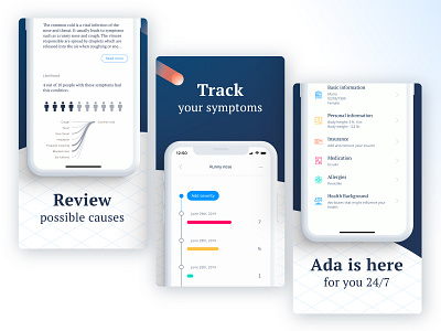 Ada Health app app appstore branding googleplay health app healthcare illustration medical screenshots technology