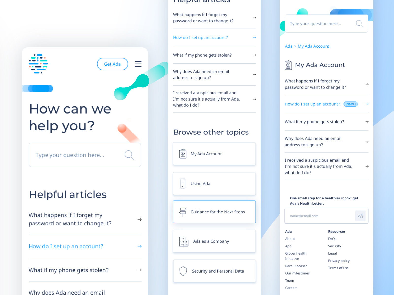 FAQ Ada Health by inês martins on Dribbble