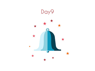 Day 9 Christmas Calendar bell blue christmas illustration stars