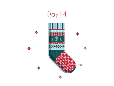 Day 14 Christmas Calendar christmas green illustration knitting sock wool