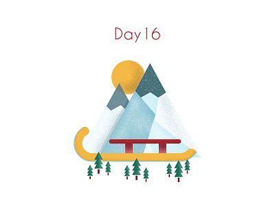 Day 16 Christmas Calendar christmas forest illustration mountains sled snow snow sledge texture tree