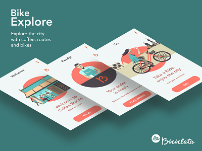 La bicicleta App app design icon illustration landing page ui ux web