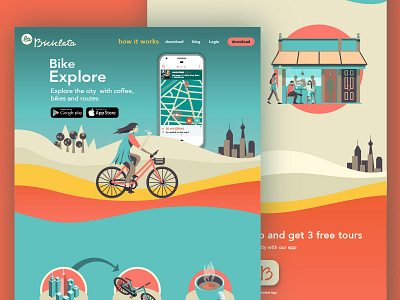 Landing page La Bicicleta App app design icon illustration landing page ui ux web