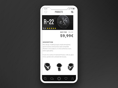 Online store app concept minimal. smartwatch store ui ux watch web web store