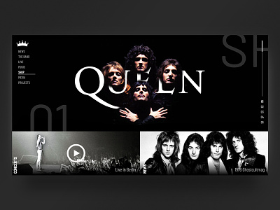Queen tribute app branding icon identity landing photography site type ui web website