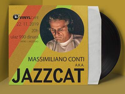 Poster for Massimiliano Conti a.k.a. Jazzcat live @ Vinyl Cafe photoshop poster poster design vinyl vinyl cover vinyl record