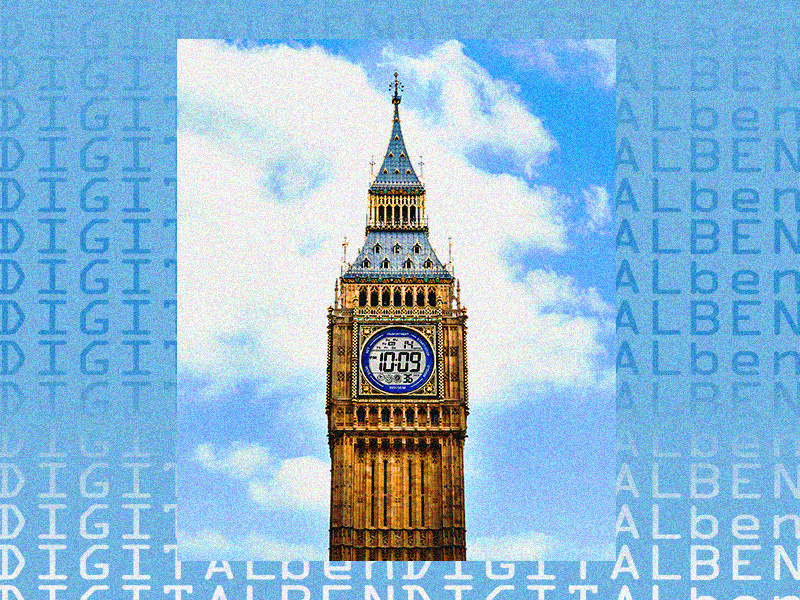 Digital Ben blue gradient freelance london big ben illustration poster art poster design