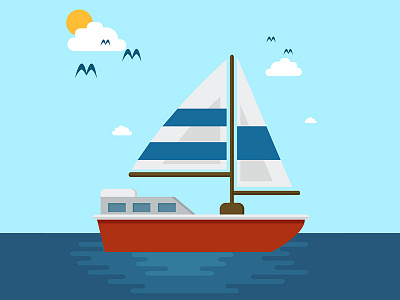 Fishing Boat adobe illustrator adobe photoshop colour design flat design flat illustration illustration poster vector