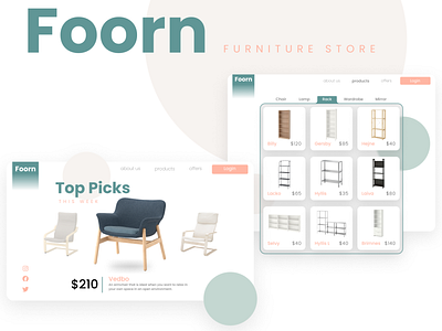 Foorn / Furniture Store Web Design furniture graphic design landing page store page ui uiux ux