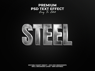 Steel Text Effect PSD poster