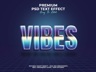 Vibes 80s Text Effect PSD poster