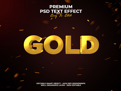 Gold Text Effect PSD