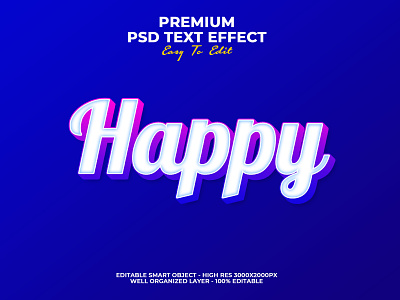 Happy Text Effect PSD poster