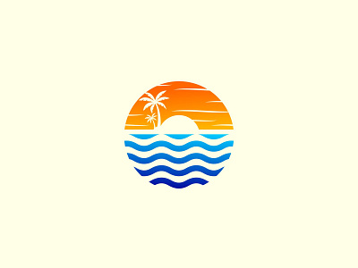 Sunset and Beach Logo branding design icon identity logo outdoor palm sunset sunsets sunshine water