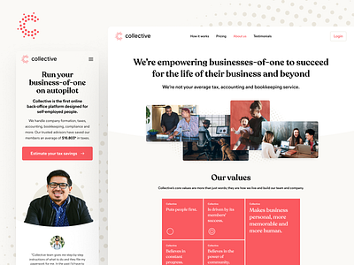 Collective - Business-of-One, Business for All accounting bookkeeping business collective company corporate design finance freelance freelancer light llc marketing money red savings self employed tax web website