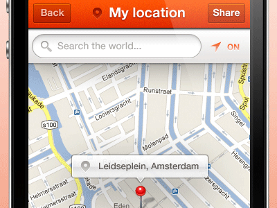 My location - WIP app filter friends iphone iphone app location map mobile orange pinpoints search