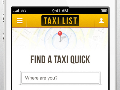 Need a Taxi? app black bright ios iphone search taxi yellow