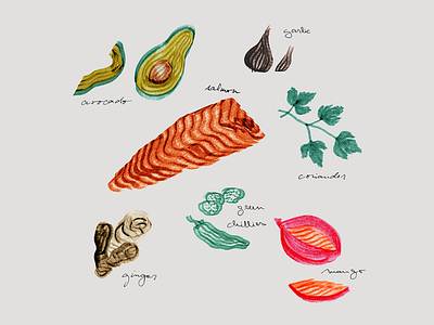 Salmon recipe art work branding illustration design food illustration food illustrator graphic design handmade illustartor illustration markers