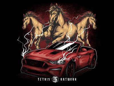 FORD MUSTANG apparell clothing ford ford mustang horse illustration tshirt design