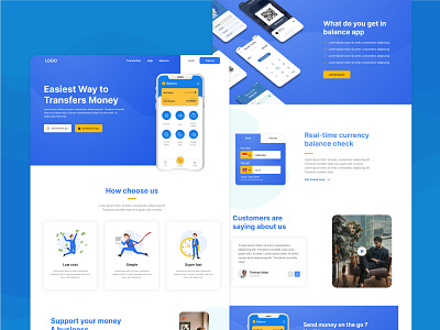 Balance - Landing page ( Transfer Money Platfrom ) app branding design ui ui ux ui design uidesign uiux ux web
