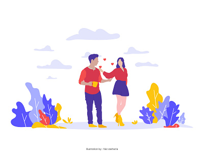 illustration of love at first sight character character design characters concept digital experience flat flat design flat illustration graphics hero image hit illustraion illustration illustration light love story satisfaction service vector vector art working space