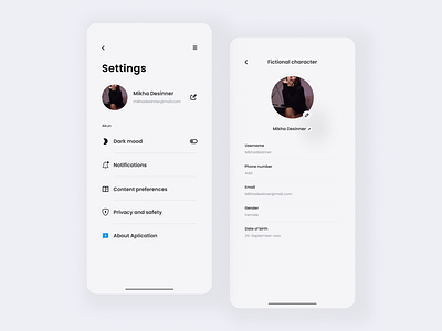 Settings page exploration