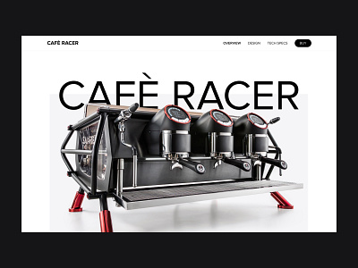 UI/UX Redesign Web Page Café Racer Espresso Machine (Concept) agency big typography brand branding business clean coffee machine concept corporate design desktop landing page minimal minimalist ui ui design ux web web design