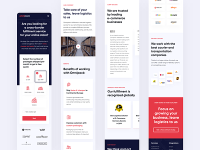Mobile landing page layout for Omnipack