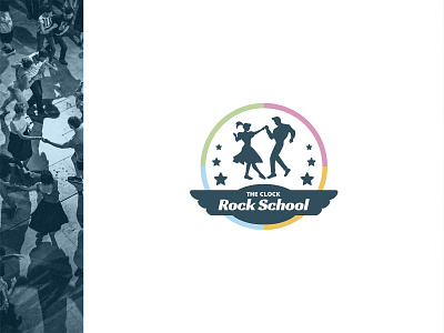 The Clock Rock School 50s brand design branding dance dancing design gráfico fifties graphic design jive rock lindy hop logo logo design logotipo marca retrô rock rock and roll rockabilly the clock vintage