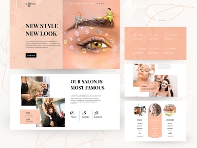 Scissors Salon ✂ ✂ 2020 trend beauty branding clean illustaration landing page parlor salon spa website