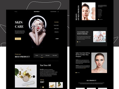 Skin Care website UI black cosmetic skin care website