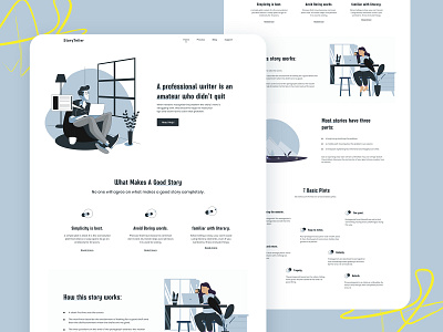 Story writing learning website 2020 trend agency illustration landing page learning processing story story website storytelling ui ux website write