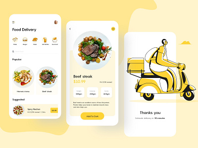 Food Delivery App add to cart app app design delivery delivery service drink fast food finance food food and drink food ui fruit app healthy food home delivery mobile app product page travel